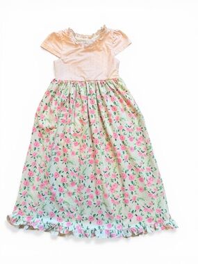 SweetHoney Pink and Mint Floral Girls' Casual gown